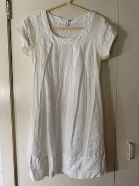 H&M White Short Sleeve Linen Dress